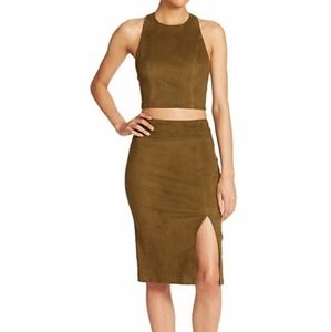 Alice + Olivia suede pencil midi skirt set 0/2